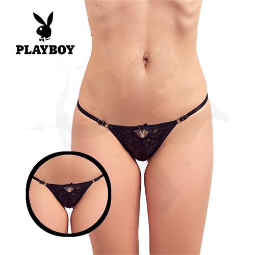 Tanga negra con transparencias Playboy